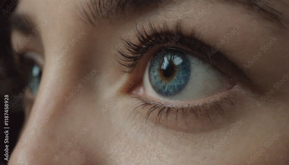 Obraz premium Close-up of a Woman's Captivating Blue Eyes, Gazing into the Distance