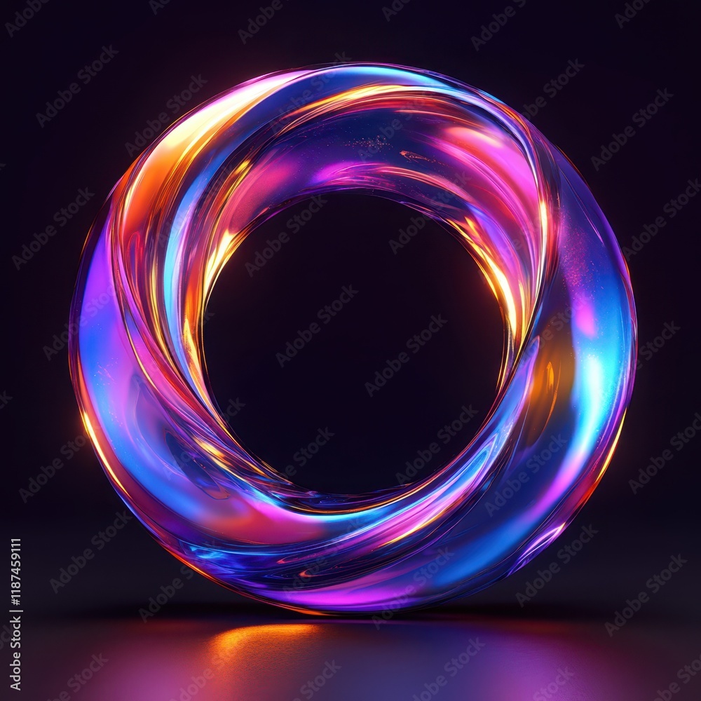 Radiant Neon Ring with Transparent Glow on Dark Background Radiant Neon Ring with Transparent Glow on Dark Background