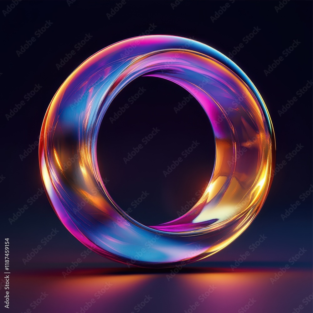 Radiant Neon Ring with Transparent Glow on Dark Background Radiant Neon Ring with Transparent Glow on Dark Background