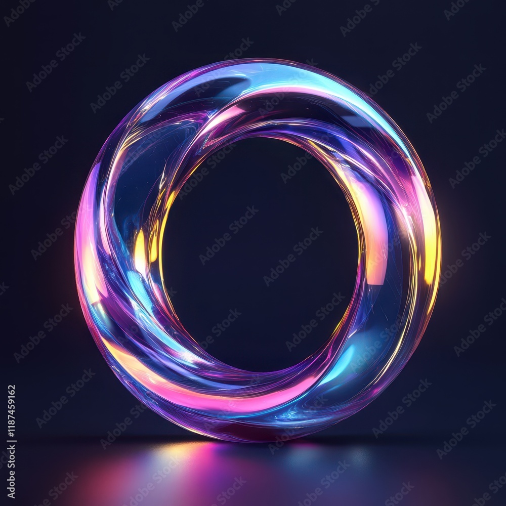 Radiant Neon Ring with Transparent Glow on Dark Background Radiant Neon Ring with Transparent Glow on Dark Background