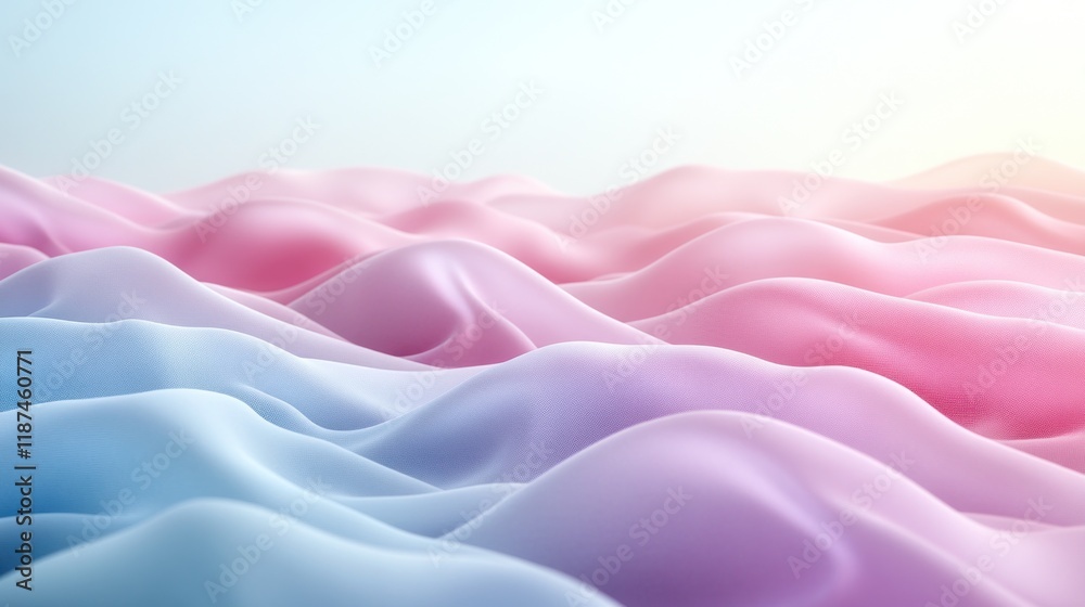Obraz premium Pastel silk waves flowing in a gentle breeze, sunrise backdrop.