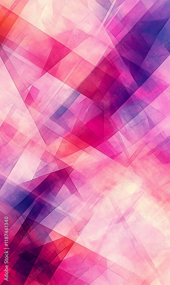 Abstract art with pink-purple tones, diagonal line accents, and geometric shapes for a stylish look