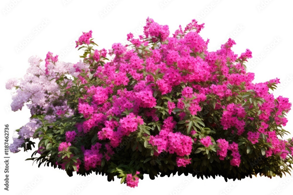 Obraz premium Bloom with Colorful Flower Bush. Isolated Garden of Pink, Red, Purple Flowers with White Background. Perfect for Nature Theme Designs