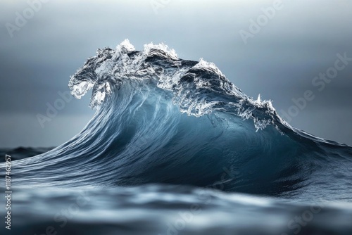 A large wave breaking in the open ocean photo