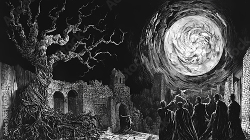 Shakespearean themes exploration. Shadowspire. Illustration
