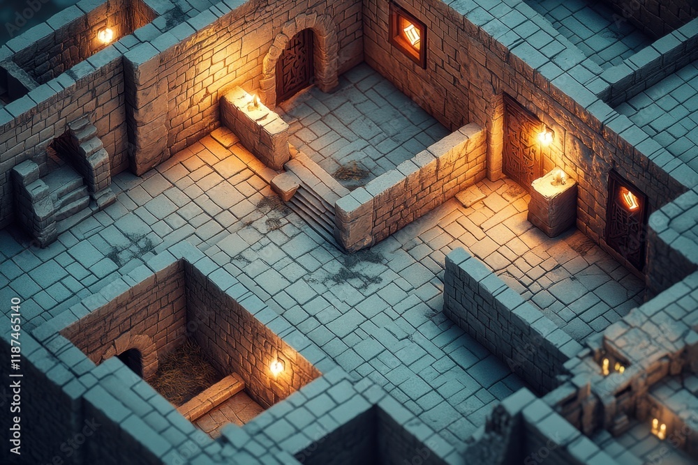 Illuminated Stone Dungeon Room Model Design Illuminated Stone Dungeon Room Model Design