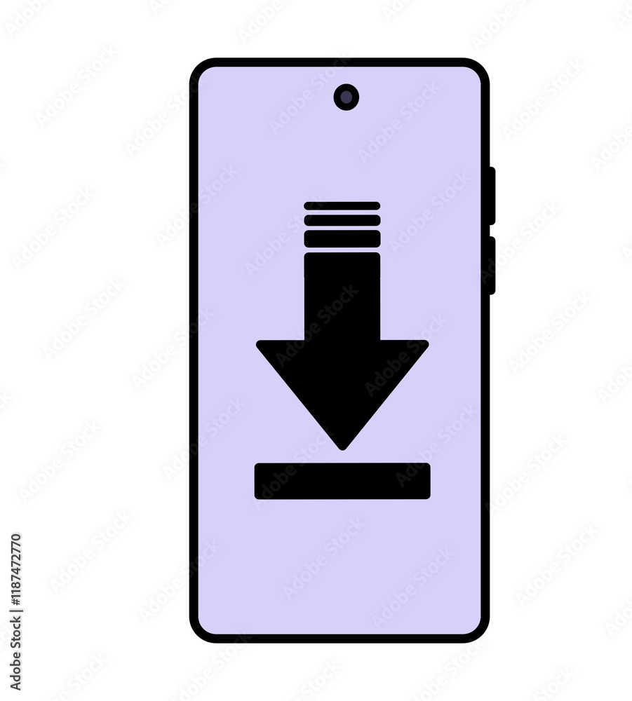 Illustration of download's icon on mobile phone screen. Illustration of download's icon on mobile phone screen.