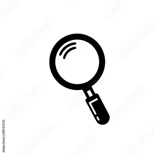 Magnifying Glass Icon: Simple, clean, and powerful, this black magnifying glass icon represents exploration, investigation, and detail. Perfect for websites, apps, and presentations.  