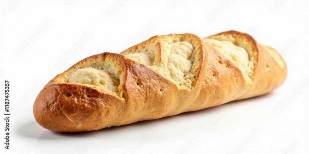 A Golden-Brown Loaf of Bread with Delicate Flaky Crust and Airy Interior A Golden-Brown Loaf of Bread with Delicate Flaky Crust and Airy Interior