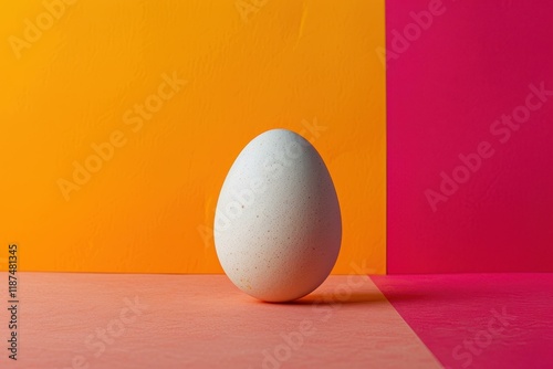 A sleek ad showcasing a lone egg, perfect for a modern twist on traditional cooking themes, set against a crisp backdrop. photo