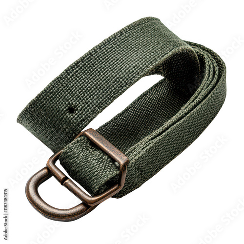 Olive Webbing Belt with Metal Buckle Durable, Fashionable Accessory.png