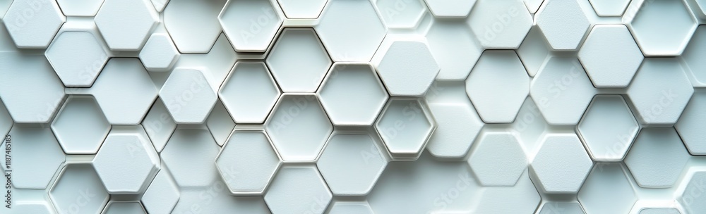 Widescreen hexagonal background featuring white hexagons, an abstract futuristic geometric backdrop perfect for text overlay Widescreen hexagonal background featuring white hexagons, an abstract futuristic geometric backdrop perfect for text overlay