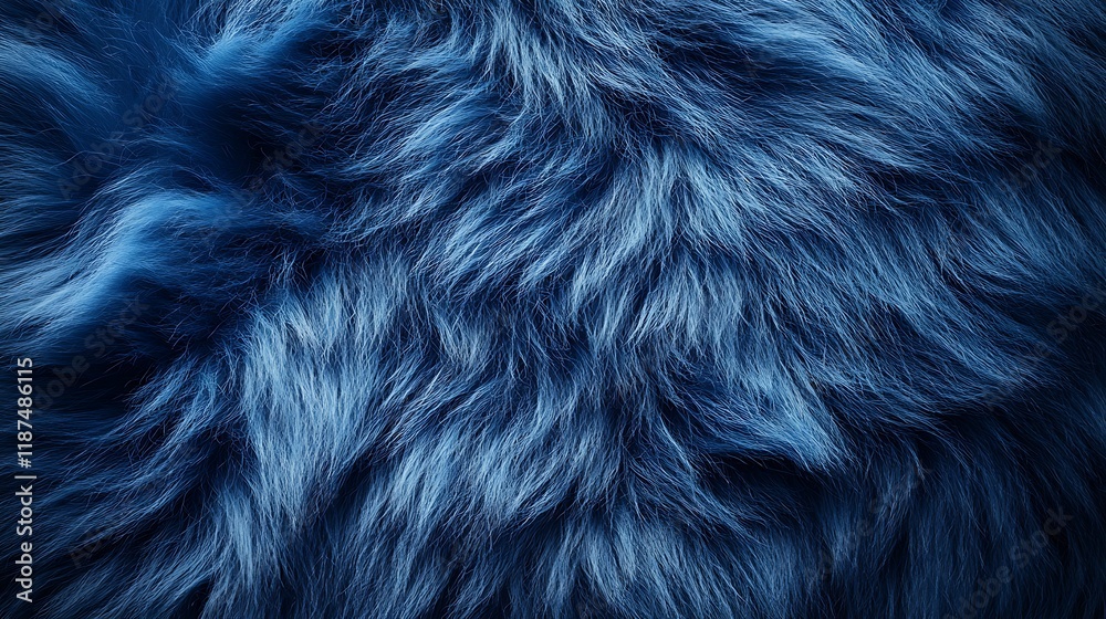Naklejka premium Close-up texture of deep blue fluffy fur.
