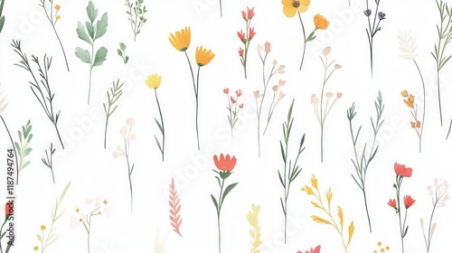 Wallpaper Mural Pastel floral seamless pattern, textile design, white background, spring Torontodigital.ca