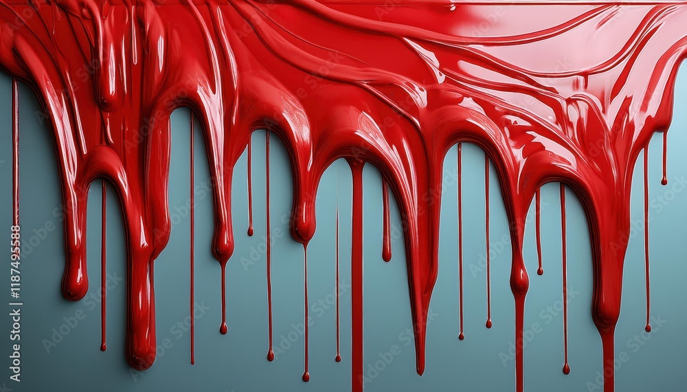 Naklejka premium Dynamic Abstract Artistry Red Drip Painting Showcasing Isolated Splashes and Flows on a Minimalistic Background