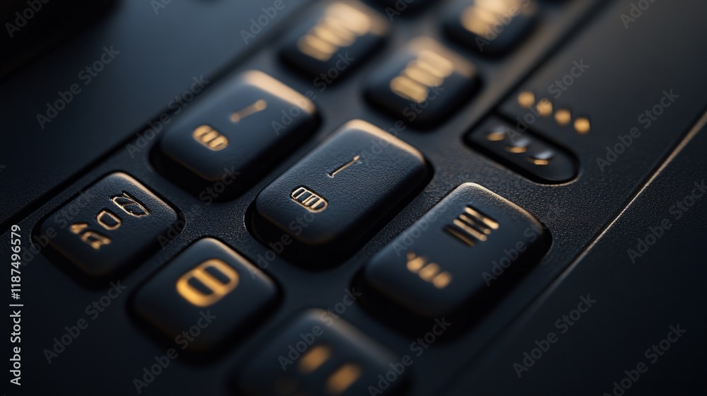 Close-up of a numeric keypad with illuminated buttons. Close-up of a numeric keypad with illuminated buttons.