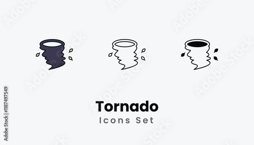 Tornado Icons thin line and glyph vector icon stock illustration