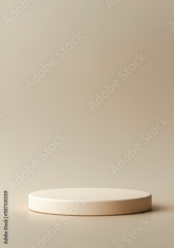 Minimalist beige pedestal for elegant product display during daylight