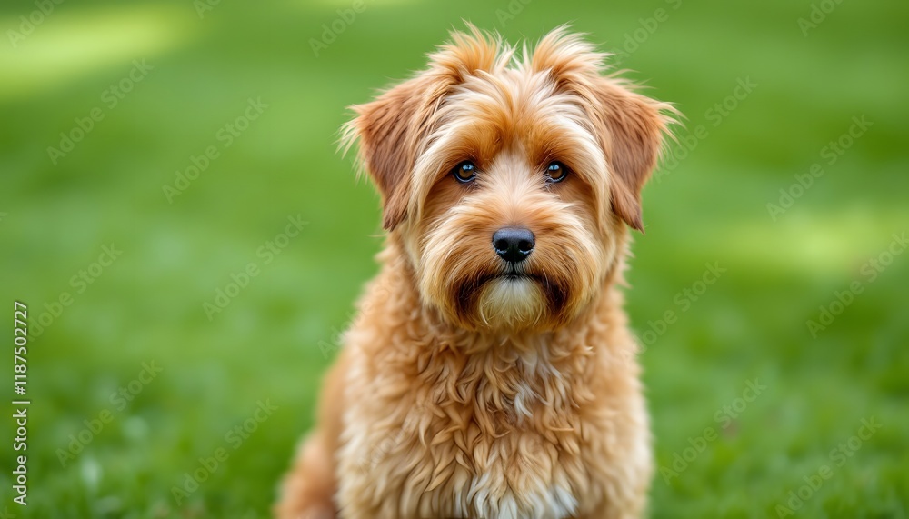 Adorable brown fluffy puppy with soulful eyes sits on green grass - conveys innocence and companionship - perfect for pet adoption campaigns or social media posts about pets Adorable brown fluffy puppy with soulful eyes sits on green grass - conveys innocence and companionship - perfect for pet adoption campaigns or social media posts about pets