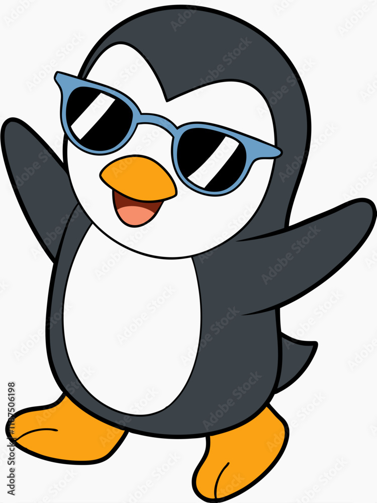 Obraz premium Dancing Penguin in Sunglasses