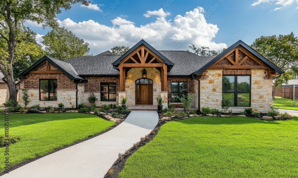 Modern Ranch Style Home With Brick And Wood Accents