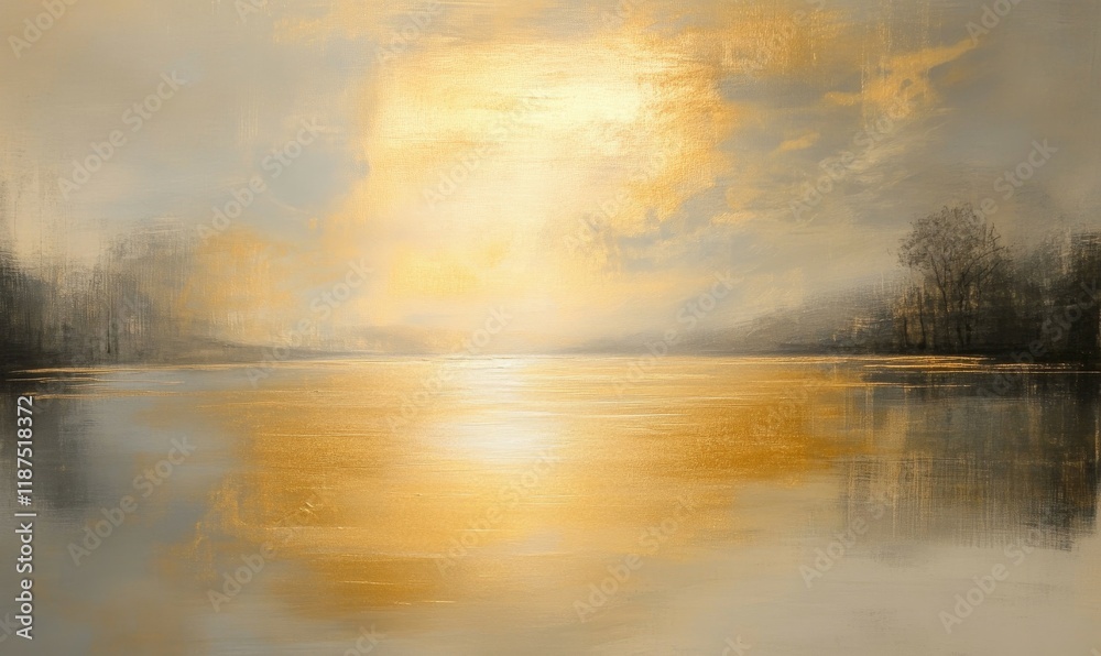 Radiant golden light dancing on the surface of a calm lake, movement , golden Radiant golden light dancing on the surface of a calm lake, movement , golden