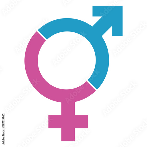 Gender equality symbol isolated. Men and women equality concept icon. Female and male icon. Women and men should always be equal. Vector illustration