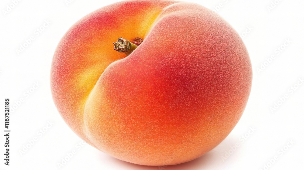 Fototapeta premium Fresh Single Peach Isolated on White Background for Creative Use