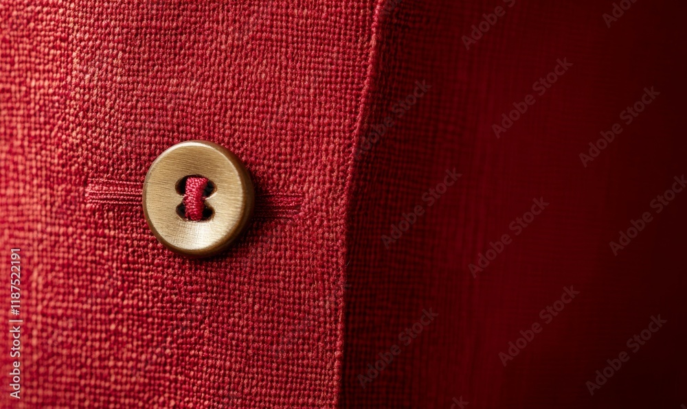 Red Fabric Texture with a Button Detail Close Up Red Fabric Texture with a Button Detail Close Up
