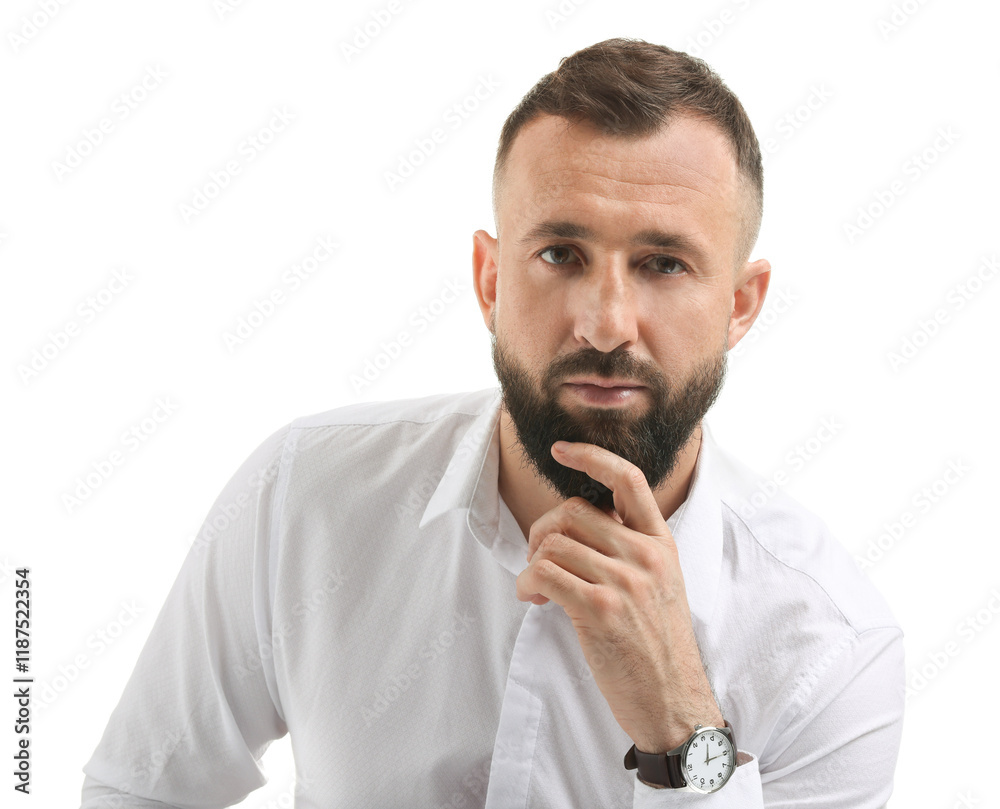 Portrait of handsome bearded man on white background Portrait of handsome bearded man on white background