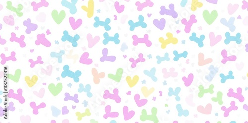 Modern dog bone cartoon with paw doodle Seamless pattern on dark brown wallpaper with a fancy background