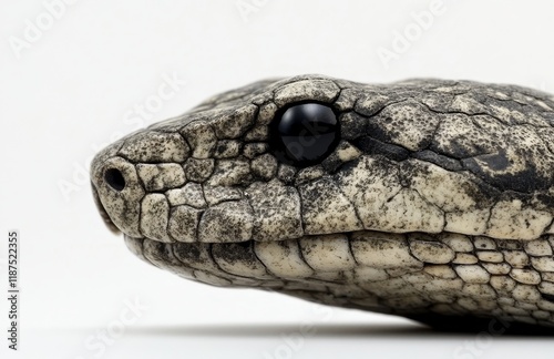 Side view of Dumeril's boa, also known as Acrantophis dumerili, with tongue protruding, isolated against a white background photo