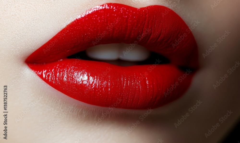 Obraz premium Red Lipstick Swatch Texture Close Up