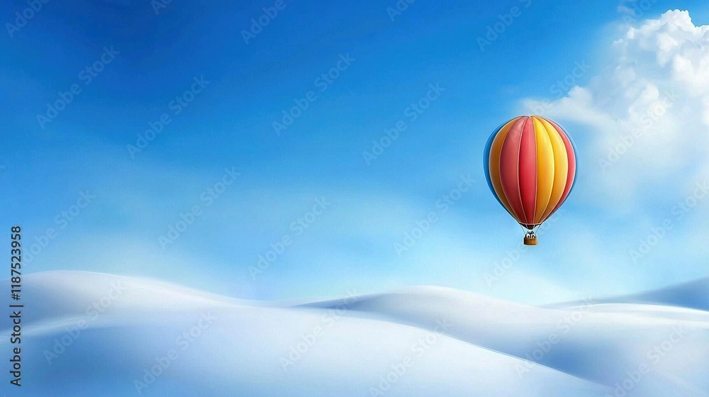 Obraz premium Hot air balloon flying above snowy hill