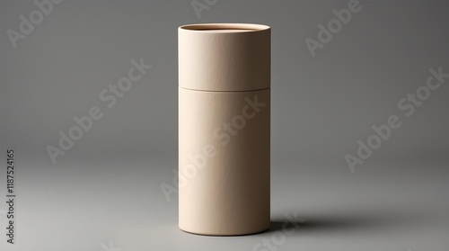 Beige Cardboard Tube Packaging Mockup: Minimalist Product Presentation