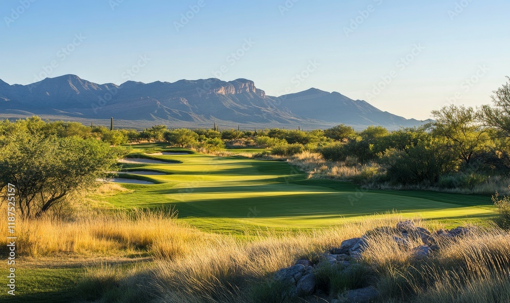 Fototapeta premium Serene Golf Course Landscape Under a Clear Sky