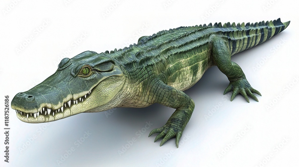 Fototapeta premium Realistic Crocodile Isolated on White Background for Design Use