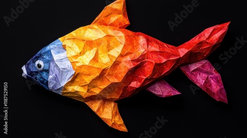 origami fish art, colorful geometric paper fish photo