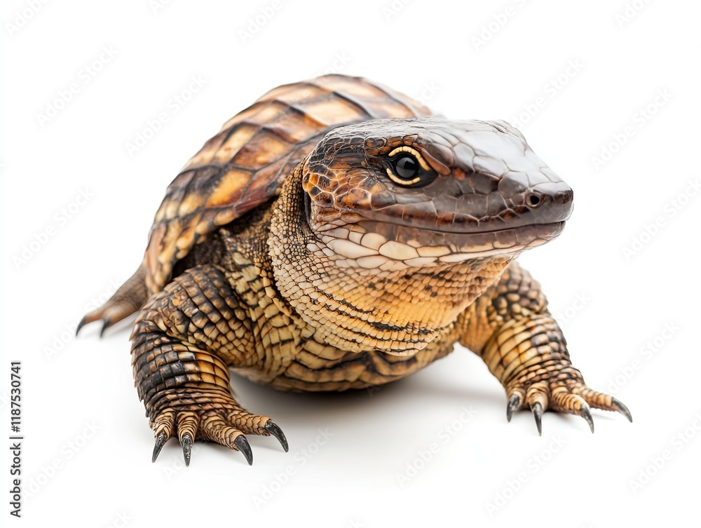 Obraz premium Giant plated lizard portrait, studio shot, white background, reptile wildlife.