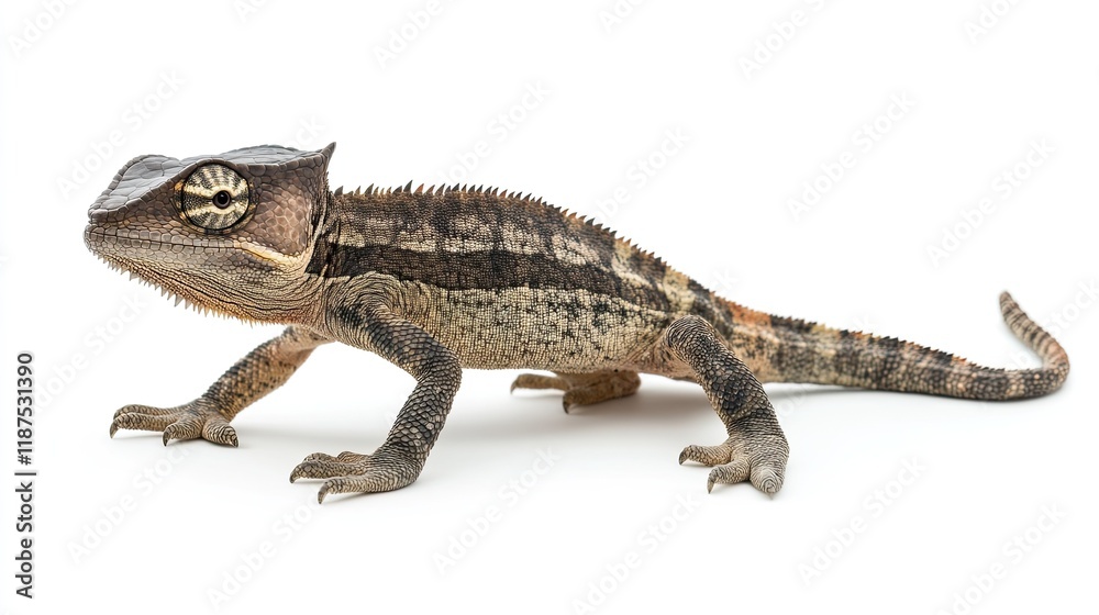 Obraz premium Helmeted iguana profile, isolated, white background, reptile pet.