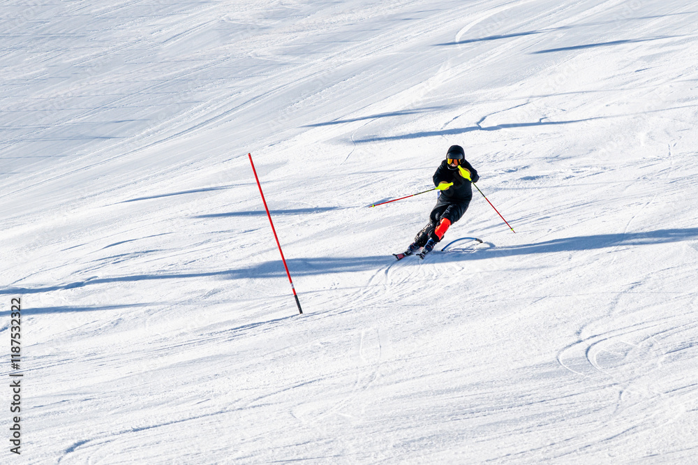 People are having fun in downhill skiing and snowboarding People are having fun in downhill skiing and snowboarding