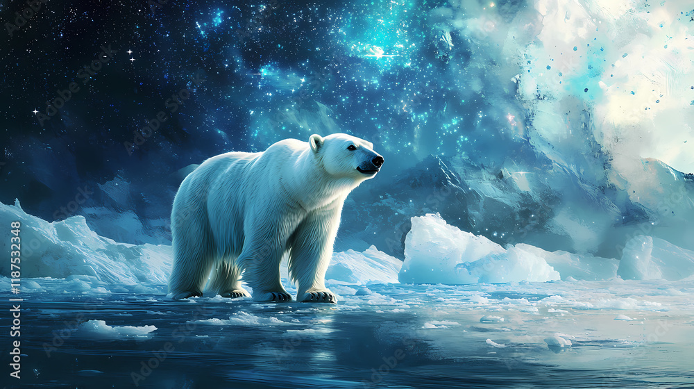 Polar bears face starvation as melting ice disrupts hunting grounds polar bear stranded on melting ice combat climate change concept. Starweave. Illustration Polar bears face starvation as melting ice disrupts hunting grounds polar bear stranded on melting ice combat climate change concept. Starweave. Illustration