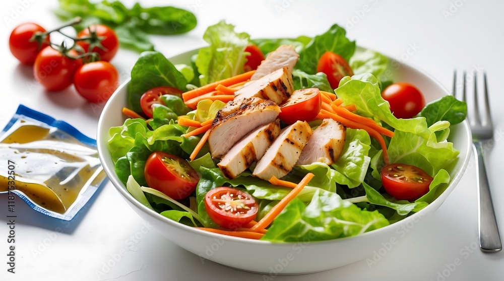 Delicious Grilled Chicken Salad with Cherry Tomatoes and Carrots Delicious Grilled Chicken Salad with Cherry Tomatoes and Carrots