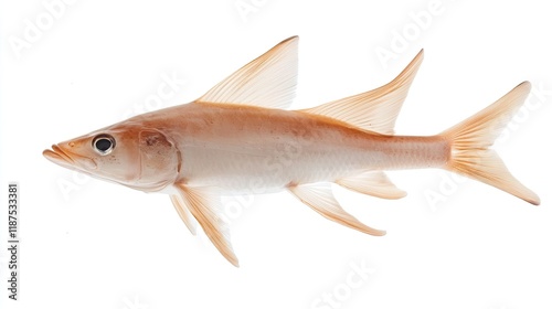 Pink fish isolated on white background, aquatic life, wildlife photography, for educational resources. photo