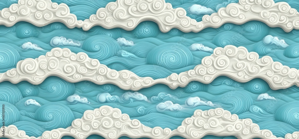 The design consists of a seamless modern pattern of white wavy textures The design consists of a seamless modern pattern of white wavy textures