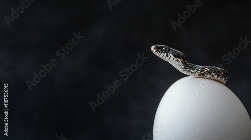 An Asiatic Tiger snake hatchling, known for its vibrant hues and intricate designs, provides ample space in the image for text or branding photo