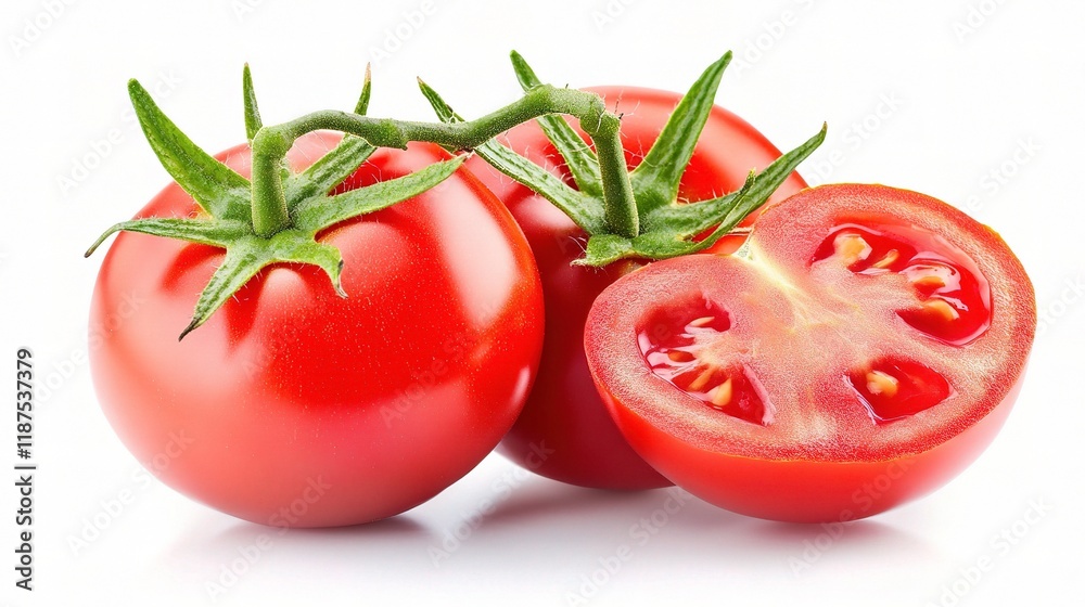 Brightly Colored Ripe Tomato Isolated on a White Background Brightly Colored Ripe Tomato Isolated on a White Background