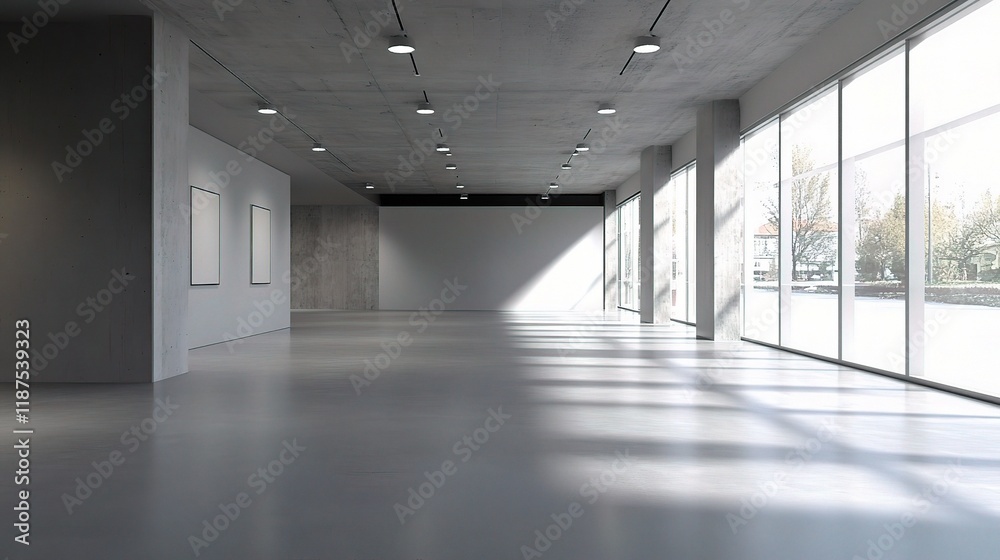 custom made wallpaper toronto digitalSpacious Modern Gallery: An expansive, contemporary gallery bathed in natural light from large windows, ready to showcase art and design, offering a minimalist aesthetic and a sense of open potential.