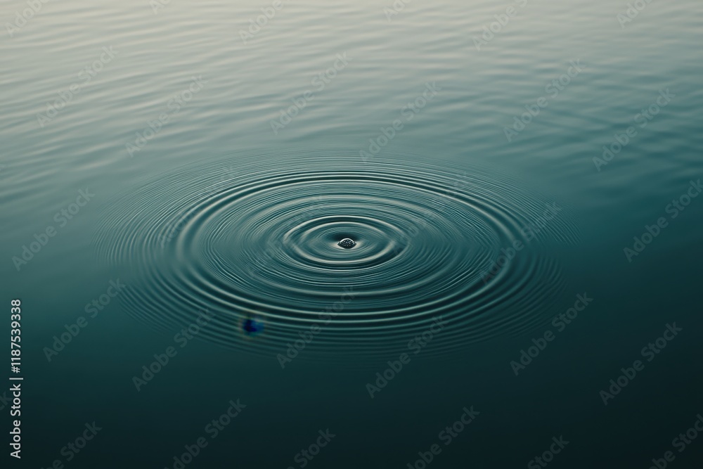 Concentric Circles Ripple Across Calm Water Surface Concentric Circles Ripple Across Calm Water Surface