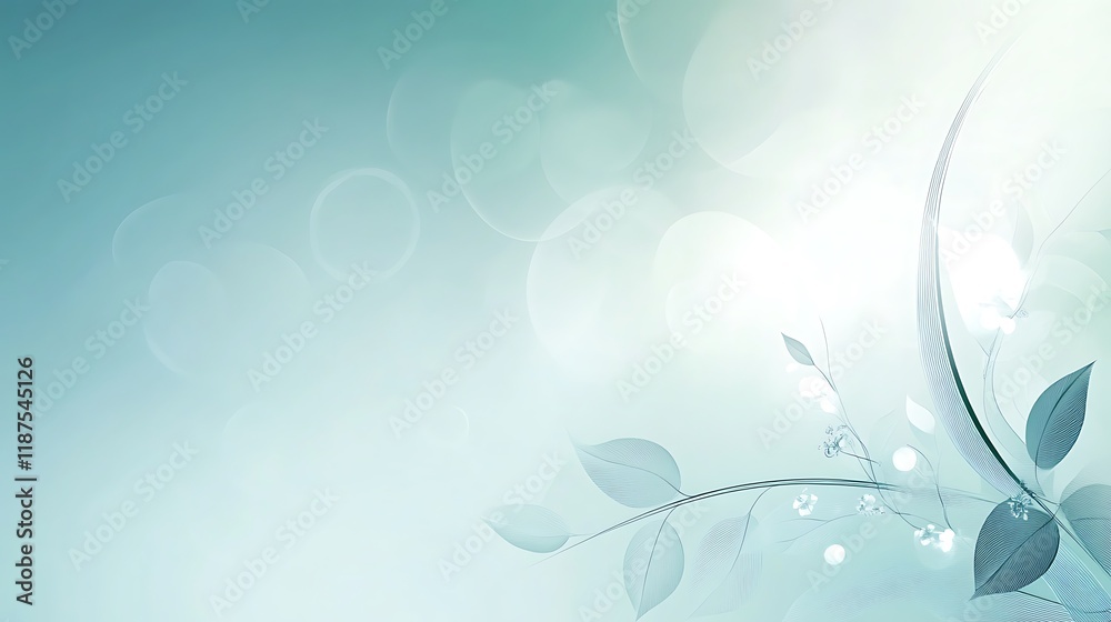 Abstract Teal Floral Design with Soft Lighting and Bokeh Abstract Teal Floral Design with Soft Lighting and Bokeh